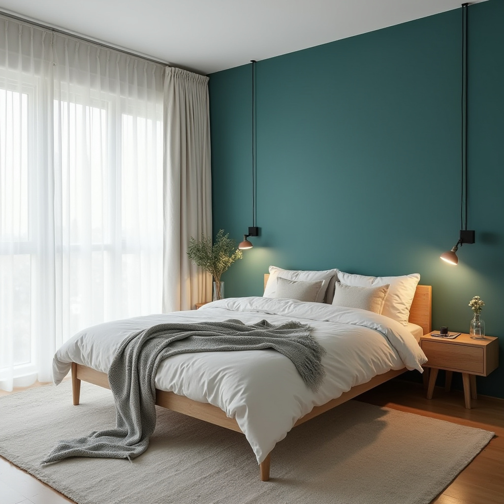 teal bedroom accent wall 2