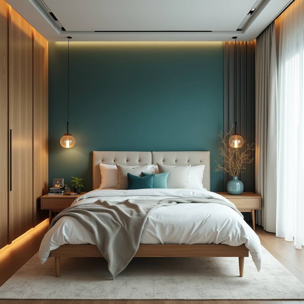 teal bedroom accent wall 3