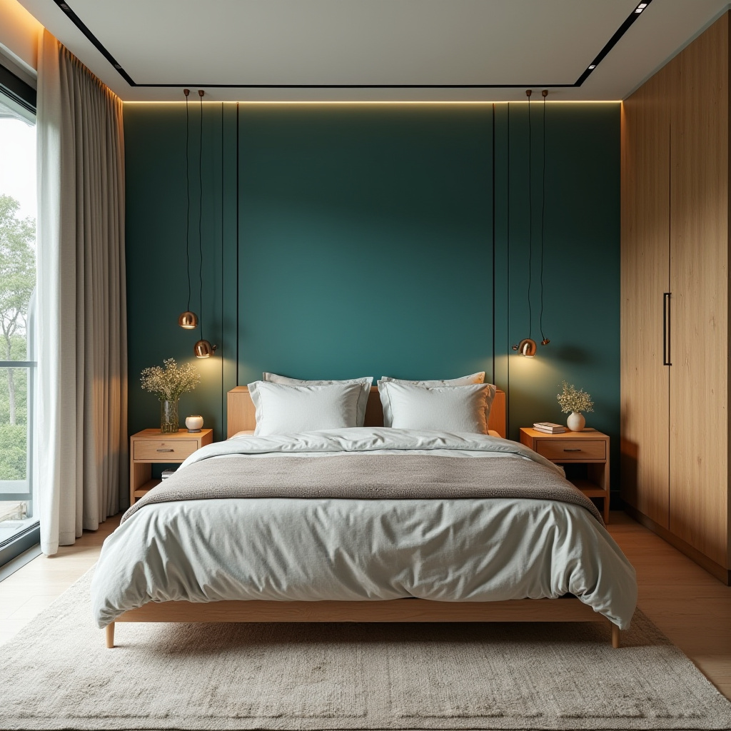 teal bedroom accent wall 4