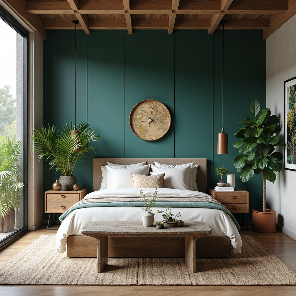 teal bedroom accent wall 7
