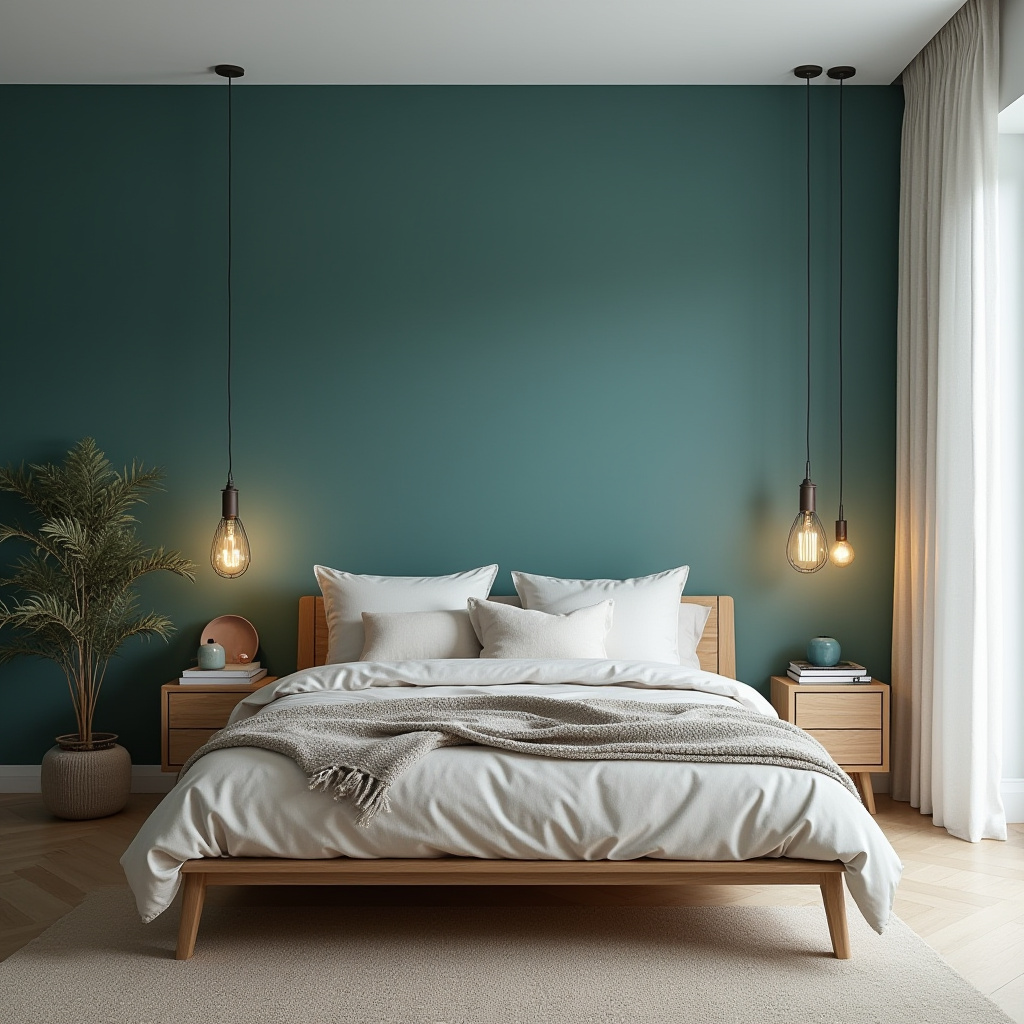 teal bedroom accent wall 9