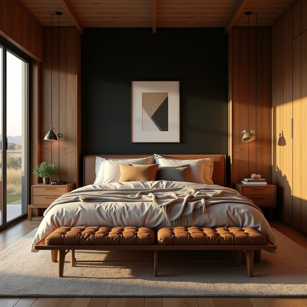 western bedroom with black accent wall 10