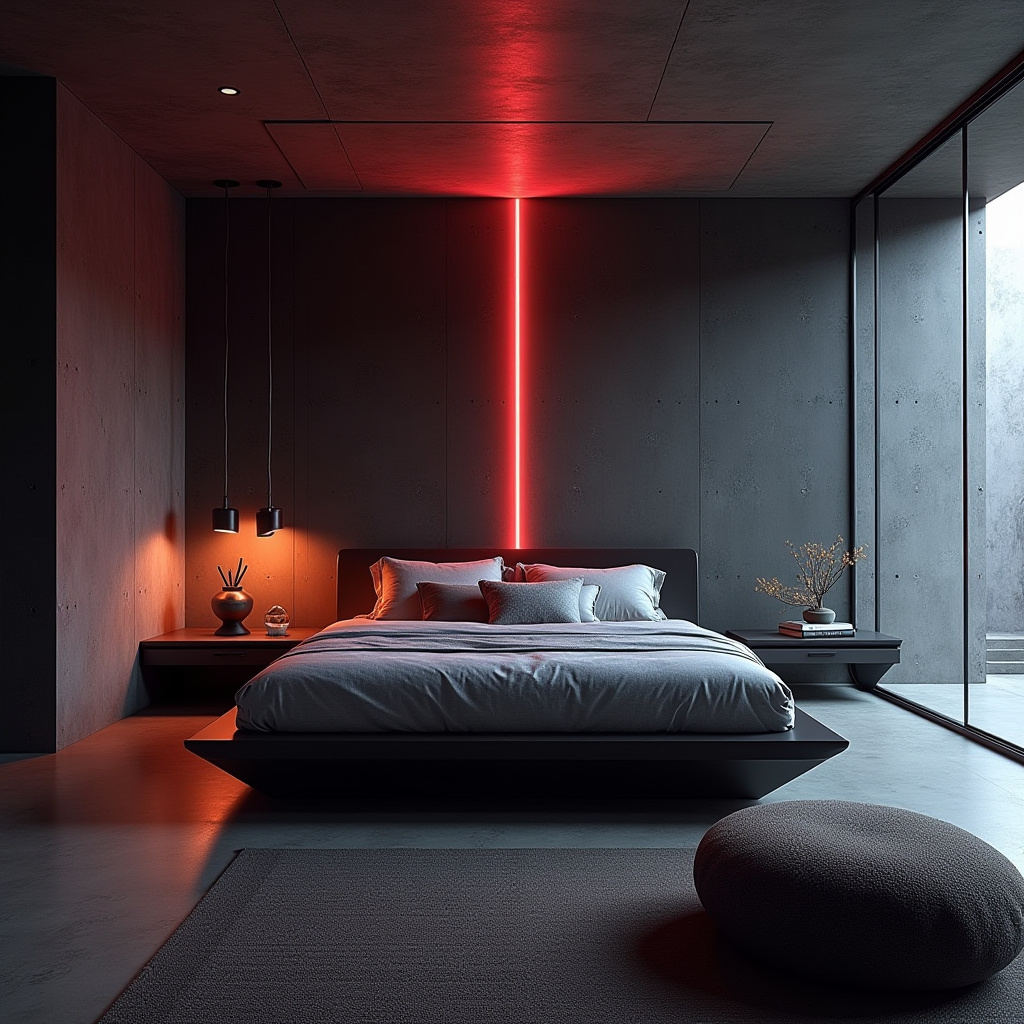 western bedroom with black accent wall 24