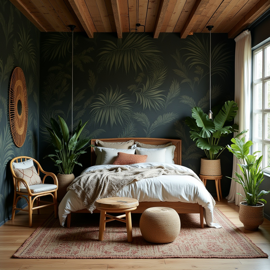 western bedroom with black accent wall 26