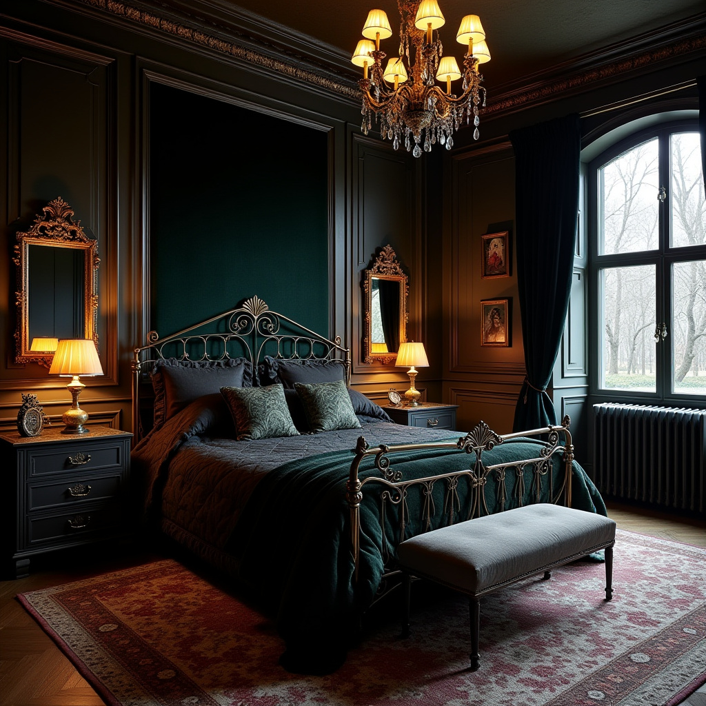 western bedroom with black accent wall 28