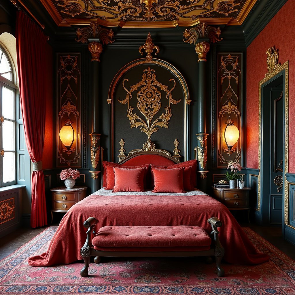 western bedroom with black accent wall 35