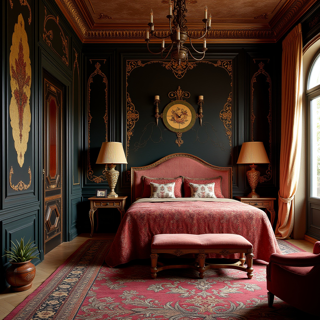 western bedroom with black accent wall 36