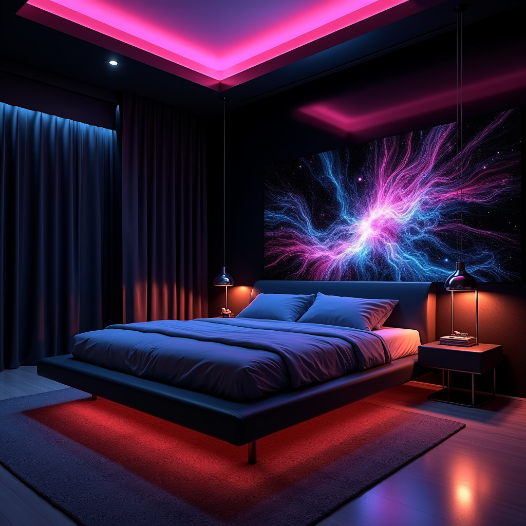 western bedroom with black accent wall 37