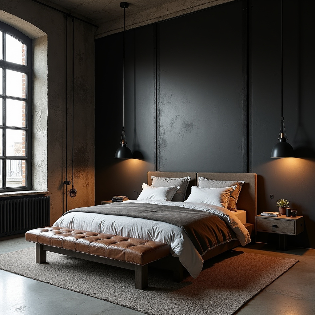 western bedroom with black accent wall 6