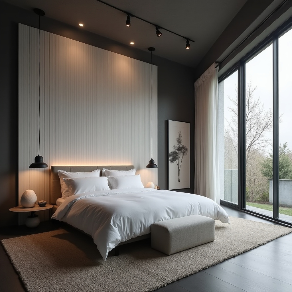 white shiplap bedroom accent wall 32