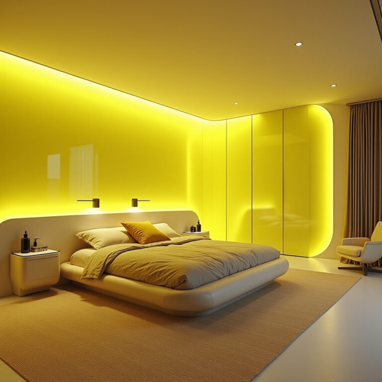yellow bedroom accent wall 40